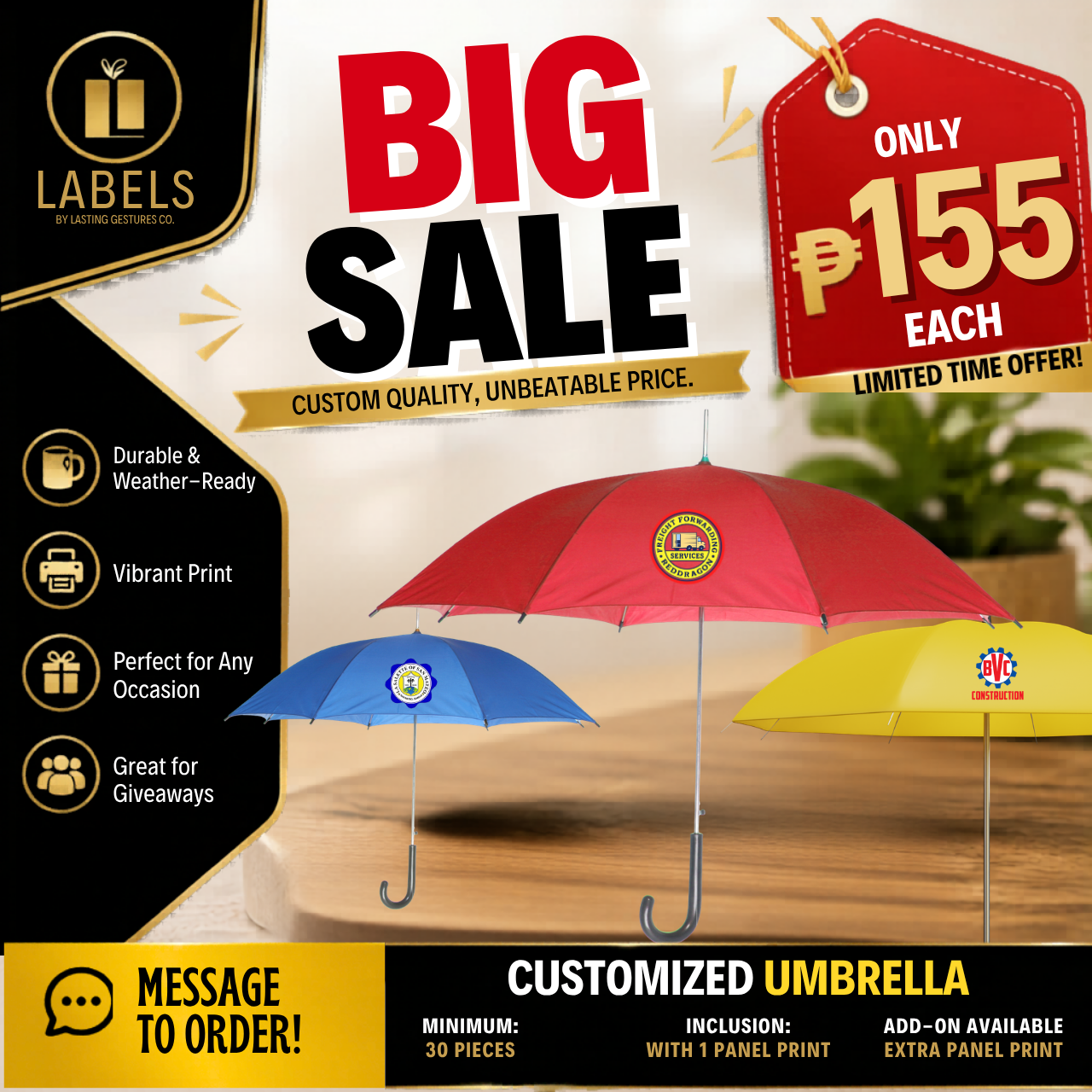 Umbrella Promo With 1 Panel Print