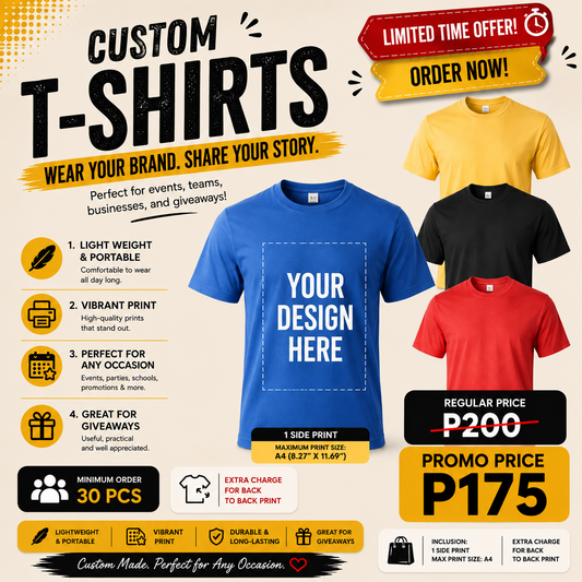 T-Shirt With Print Promo (Max of A4 Size)