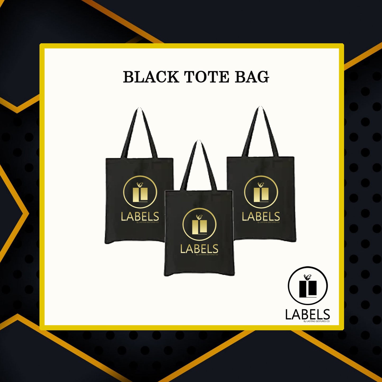 Black Tote Bag  With Max of A4 Size Print - MOQ 50