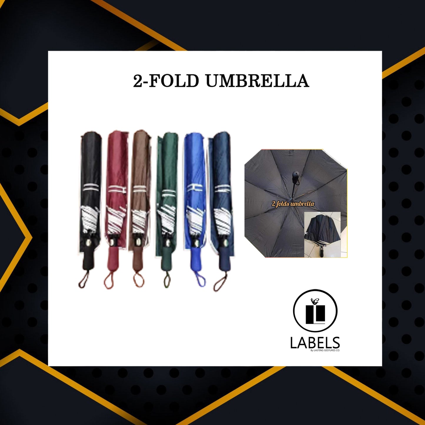 2-Fold Auto Open Umbrella With 1 Panel Print - MOQ 30